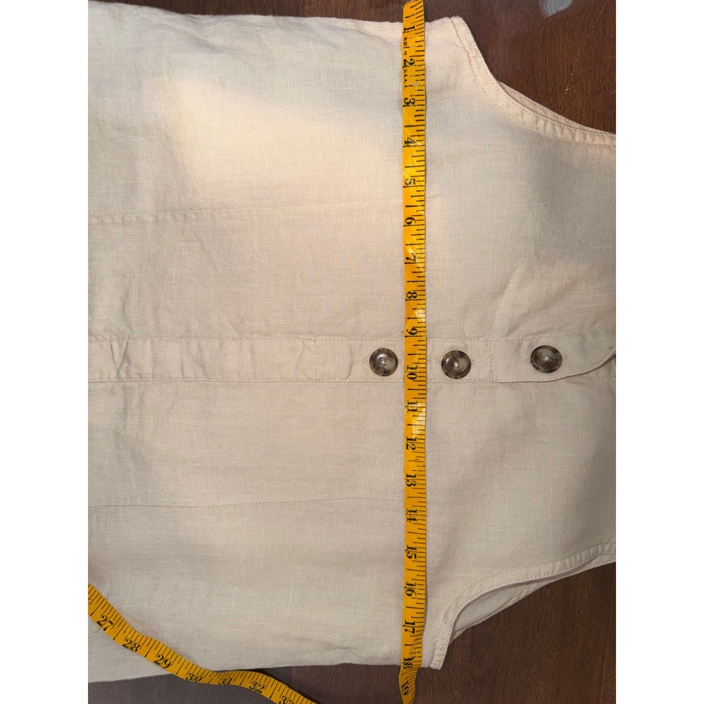 J.Crew 100% Linen Sleeveless Shift Dress Beige Neutral Button Front Medium - Picture 9 of 11